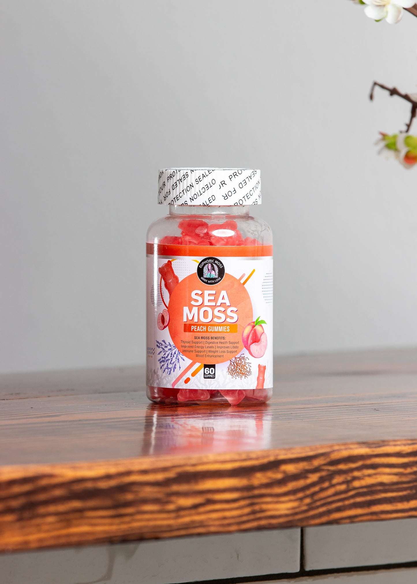 Peach Vegan Sea Moss Gummies