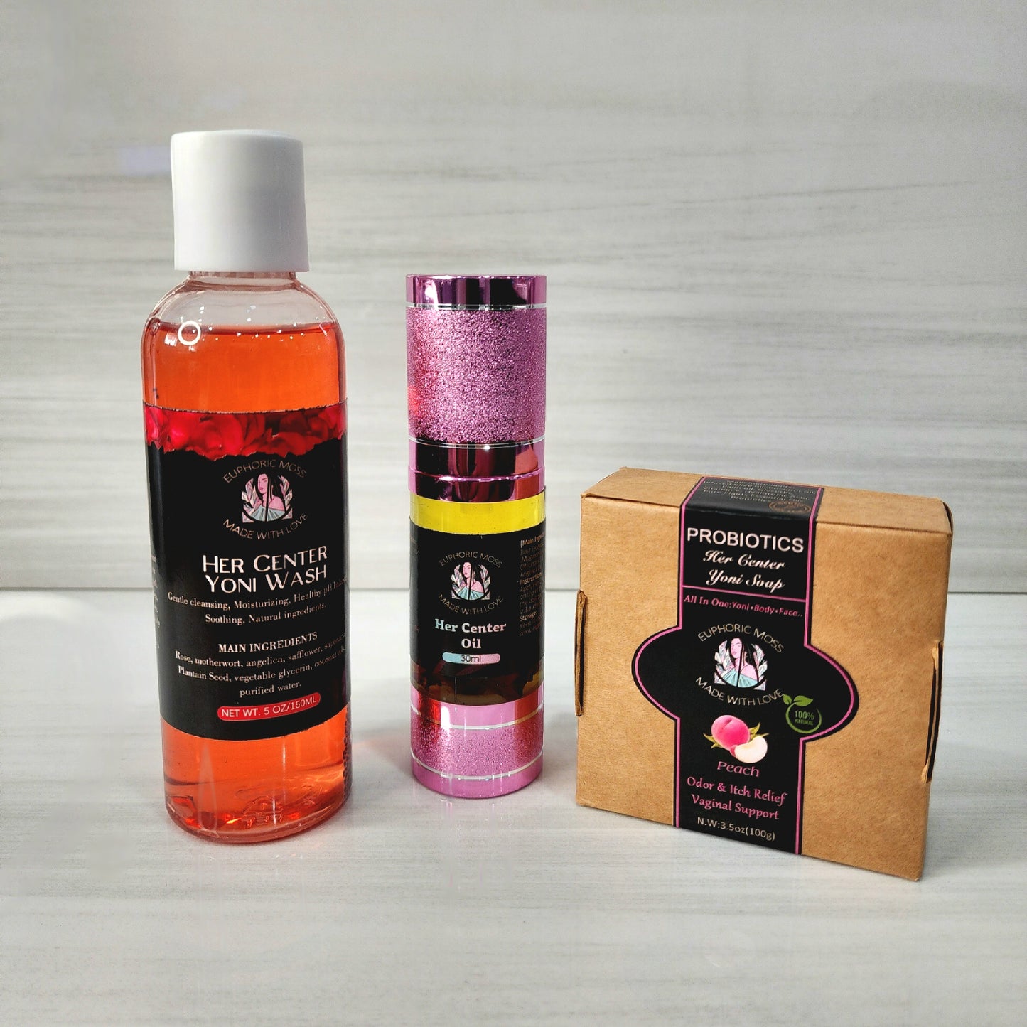 Her center Oil, Probiotic Soap & Feminine Wash Bundle